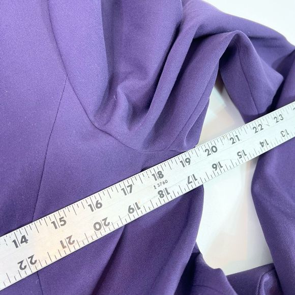 White House Black Market Blazer Womens 12 Deep Amethyst Notch Lapel Ruffle Back - Picture 5 of 12